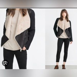 Zara Outerwear Multi-Textured Coat with Zippers Size M